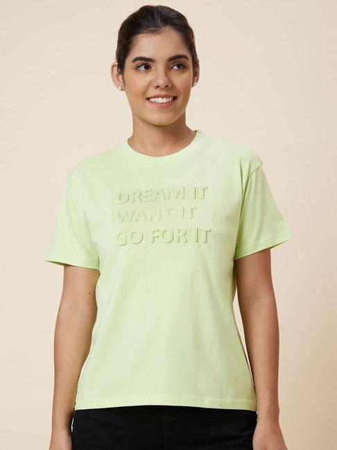 globus lime green cotton graphic print t-shirt
