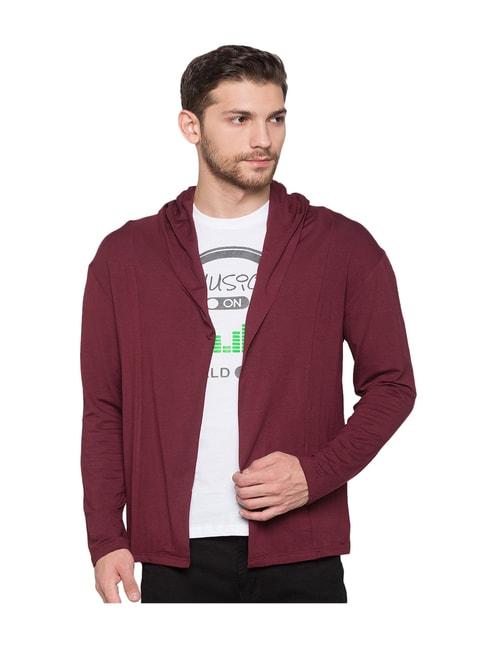globus maroon cotton hooded jacket