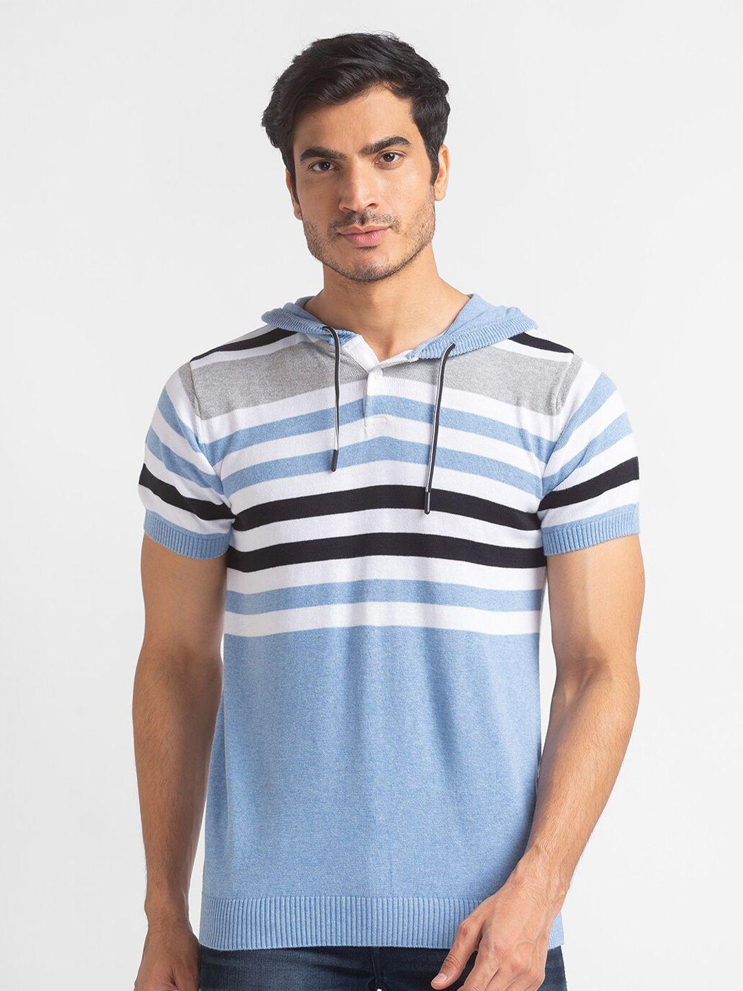 globus men blue & black striped t-shirt