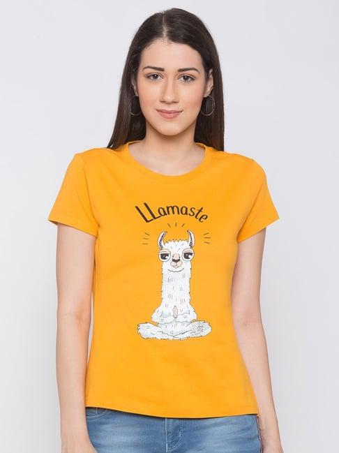 globus mustard printed t-shirt
