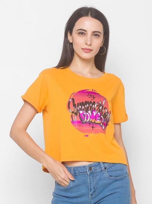 globus mustard printed t-shirt