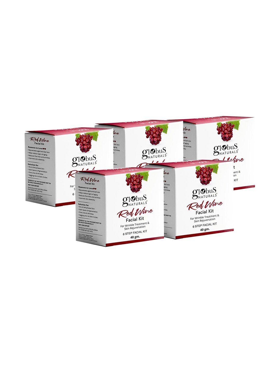globus naturals 5-pcs red wine facial kit for anti-aging - 40g each
