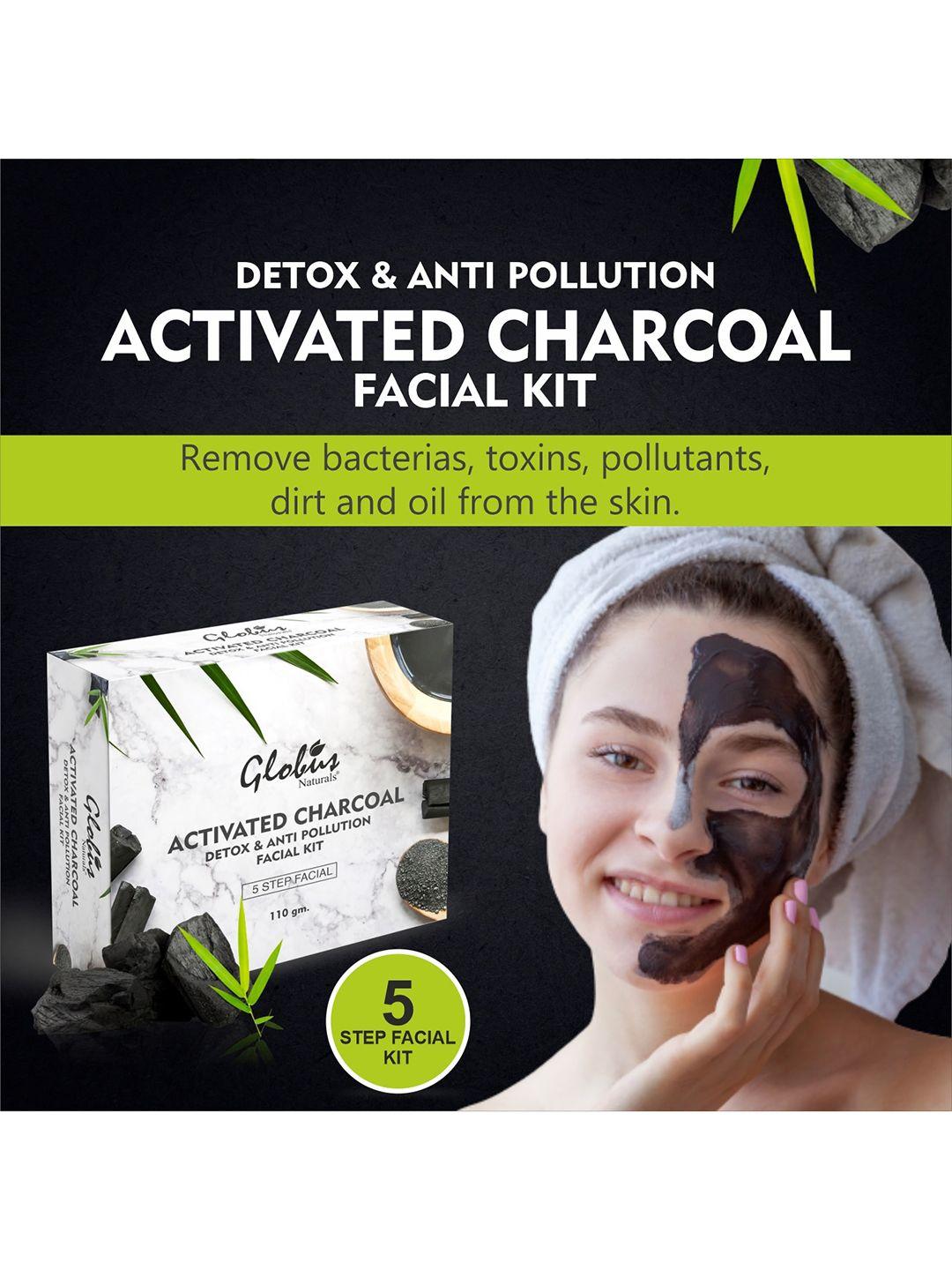 globus naturals charcoal facial kit for skin detoxifying & anti acne