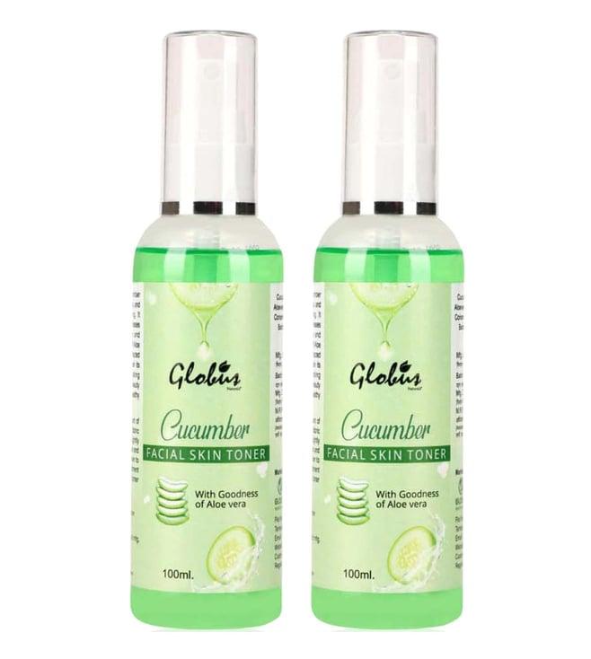 globus naturals cucumber facial skin toner with goodness of aloe vera extract pack of 2 - 200 ml