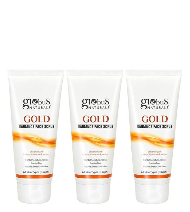 globus naturals gold radiance face scrub - pack of 3