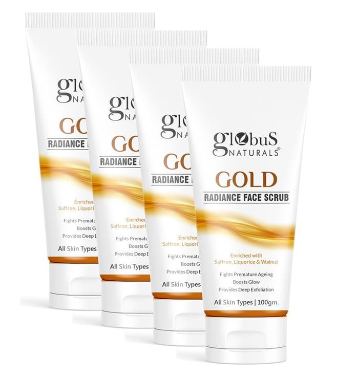 globus naturals gold radiance face scrub - pack of 4