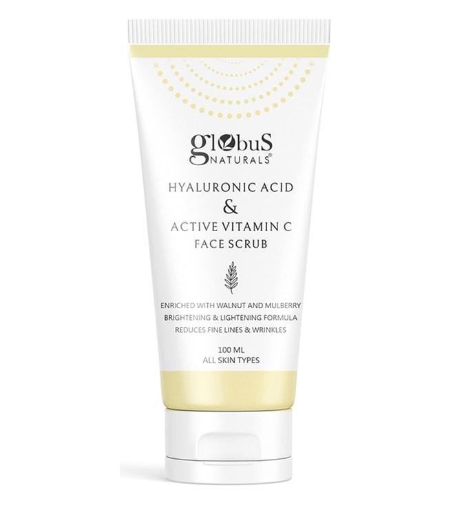 globus naturals hyaluronic acid & active vitamin c face scrub - 100 ml