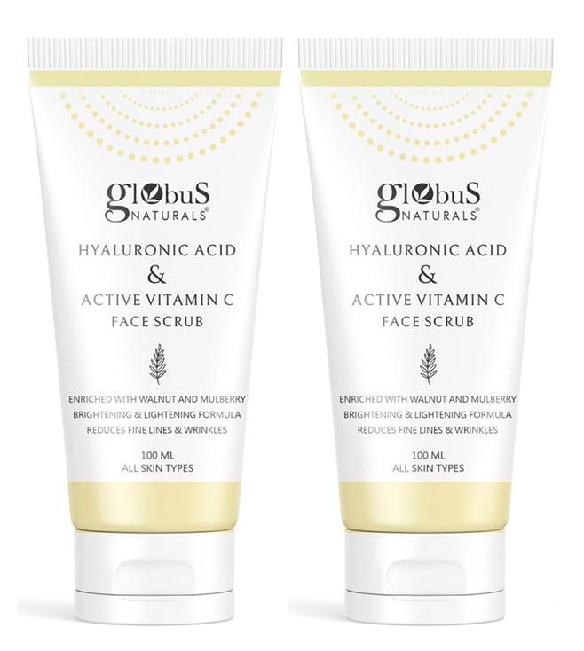 globus naturals hyaluronic acid & active vitamin c face scrub - pack of 2
