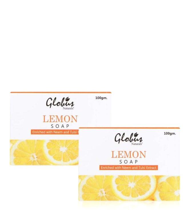 globus naturals lemon soap enriched with neem & tulsi extract - 100 gm (pack of 2)