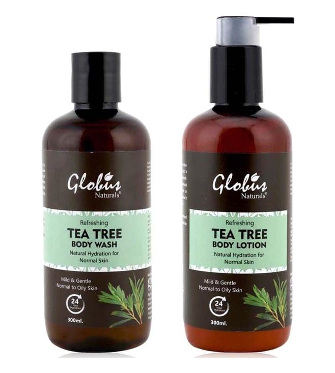 globus naturals refreshing tea tree body wash & body lotion - 300 ml