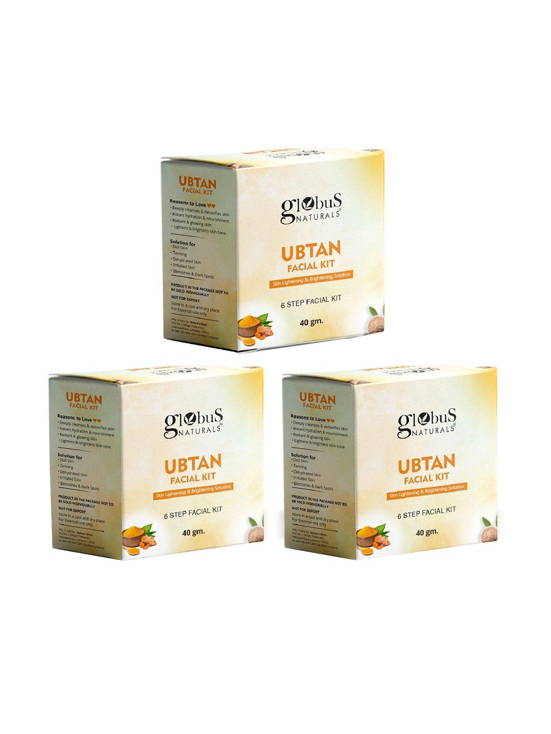 globus naturals set of 3 ubtan 6 step facial kit for skin lightening - 40 g each