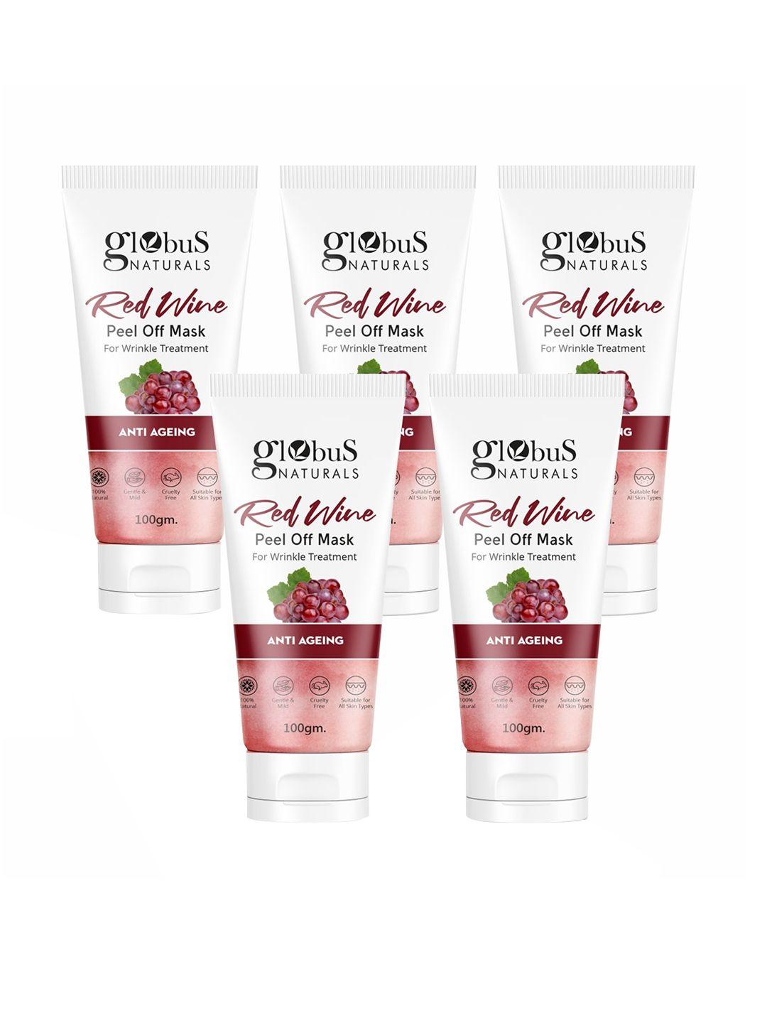 globus naturals set of 5 red wine peel off mask for wrinkle treatment -100geach