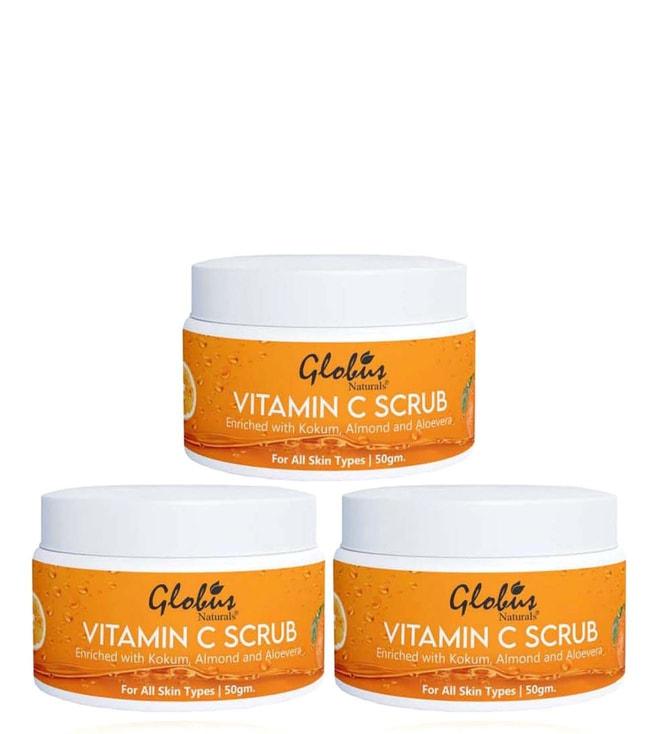 globus naturals vitamin-c brightening scrub - 50 gm (pack of 3)