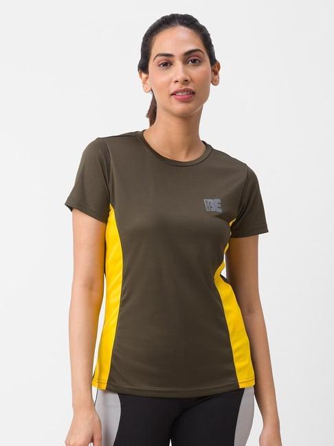 globus olive color block sports t-shirt