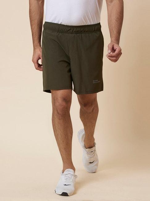 globus olive regular fit cotton sports shorts