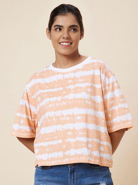 globus orange cotton tie - dye t-shirt