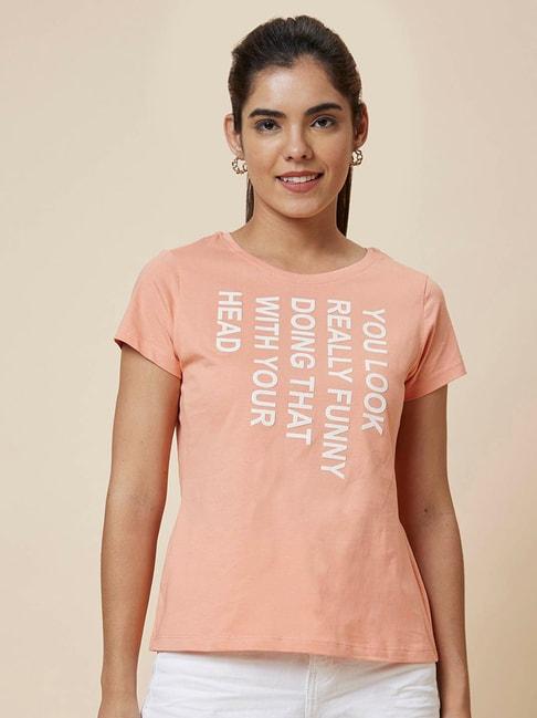 globus peach cotton graphic print t-shirt