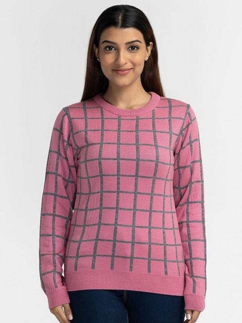 globus pink checks sweater