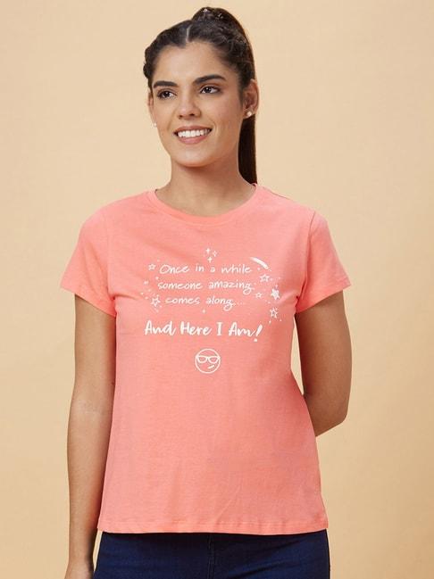 globus pink cotton graphic print t-shirt
