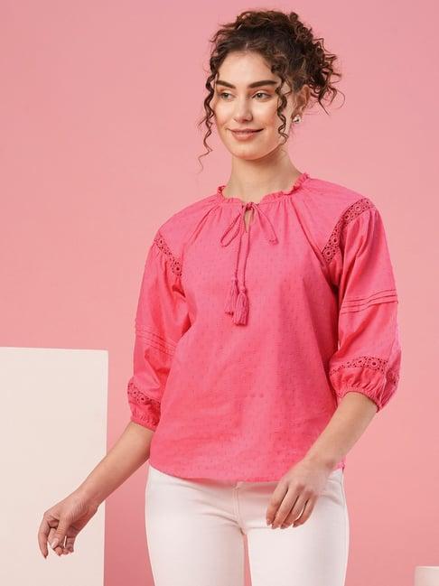 globus pink cotton relaxed fit top