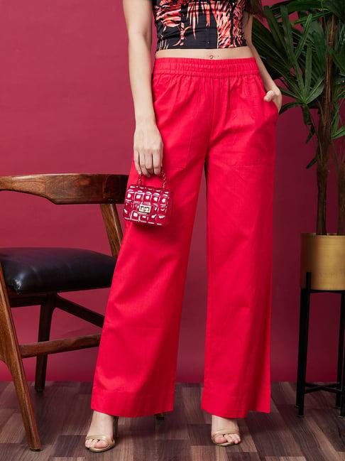 globus pink relaxed fit high rise parallel trousers