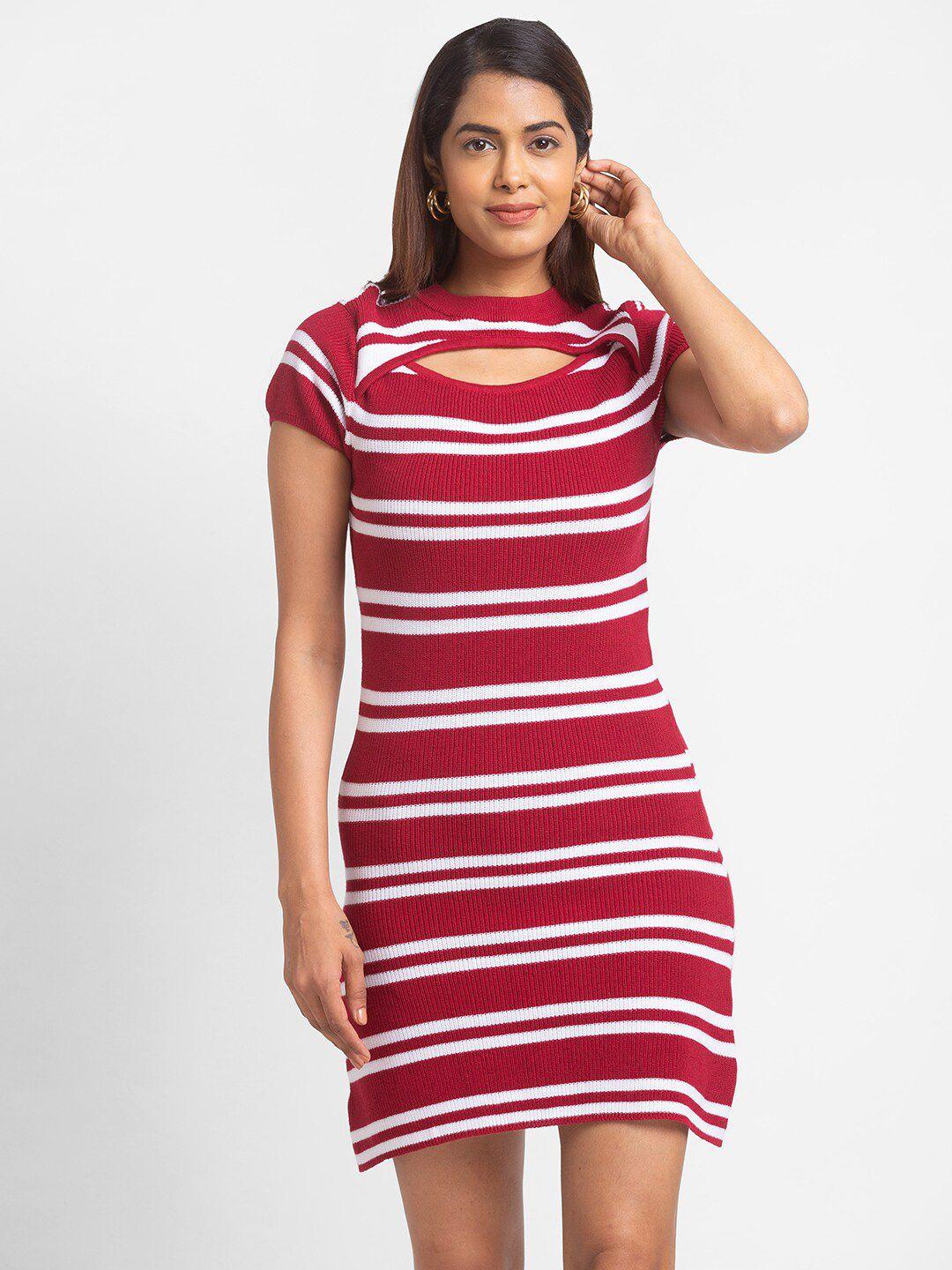 globus red & white striped t-shirt dress
