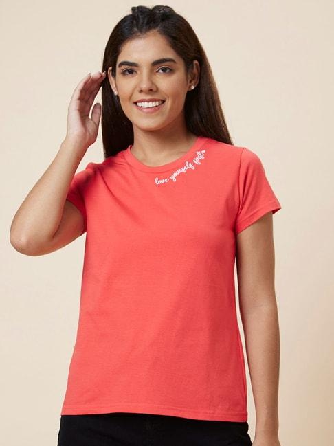 globus red cotton graphic print t-shirt