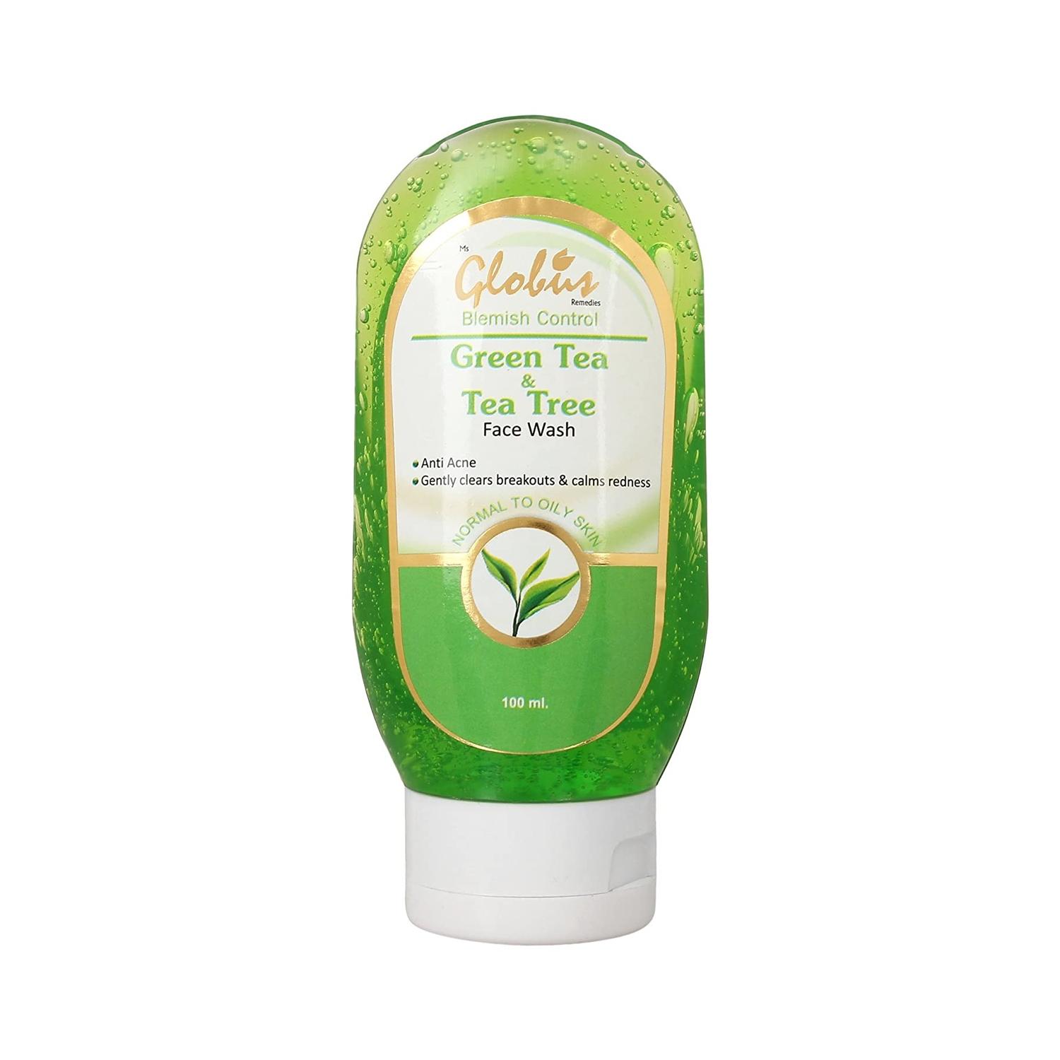 globus remedies green tea & tea tree face wash (100ml)
