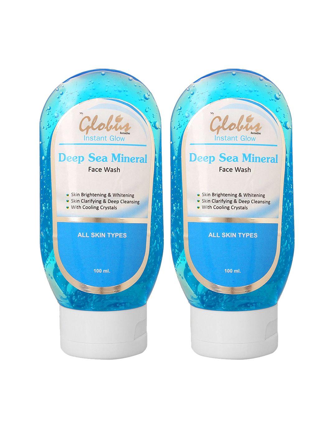 globus remedies set of 2 instant glow deep sea mineral face wash - 100 ml each
