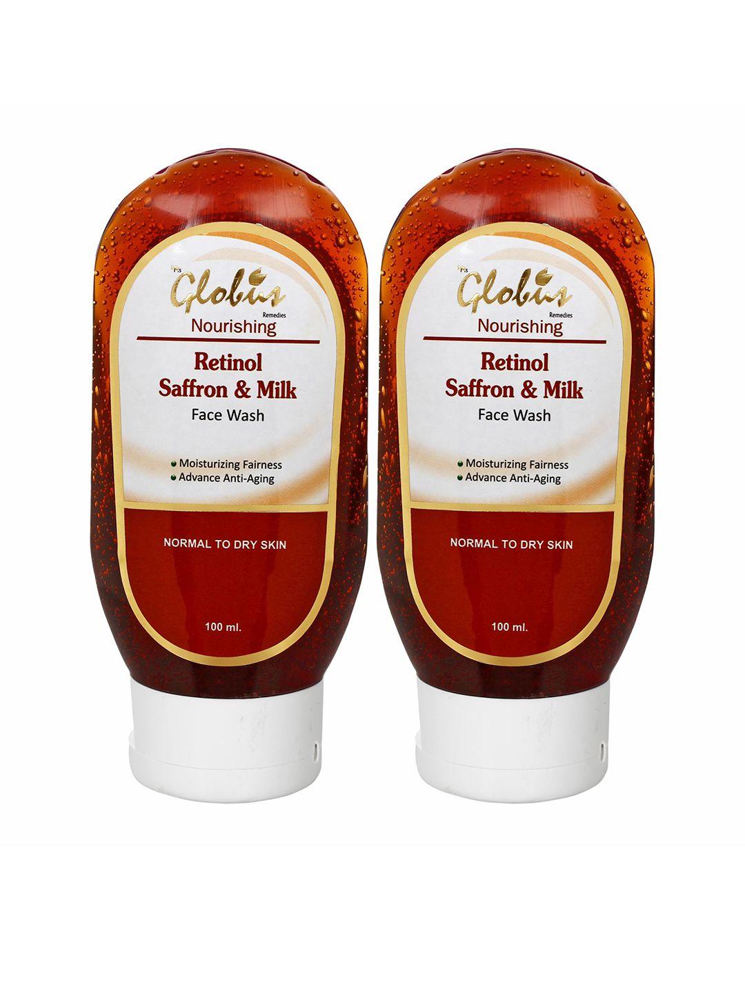 globus remedies set of 2 instant glow retinol face wash with saffron & milk - 100 ml each