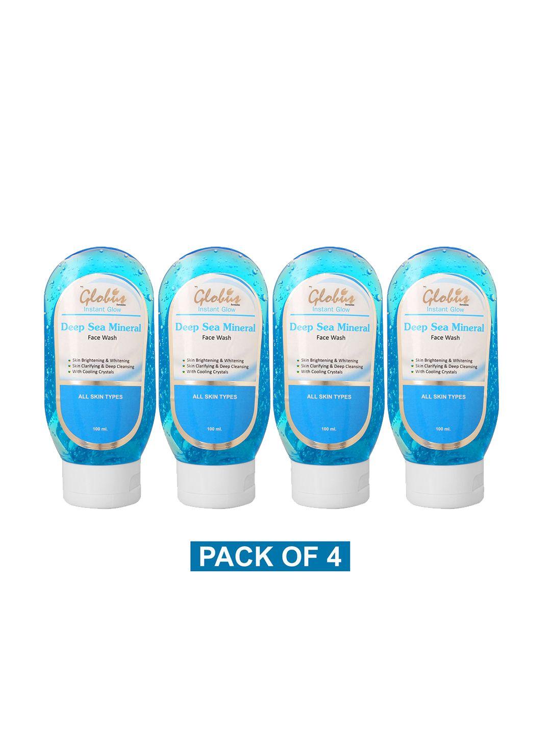 globus remedies set of 4 instant glow deep sea mineral face wash - 100 ml each