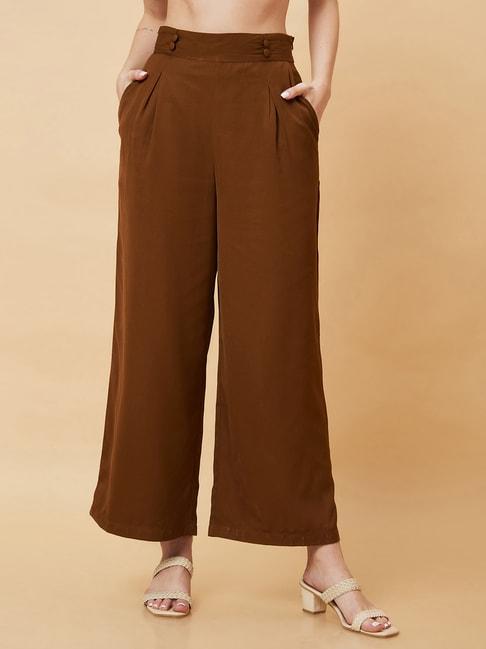 globus tan relaxed fit high rise trousers
