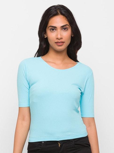 globus turquoise cotton t-shirt
