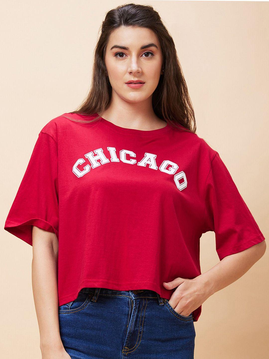 globus typography printed pure cotton crop boxy t-shirt