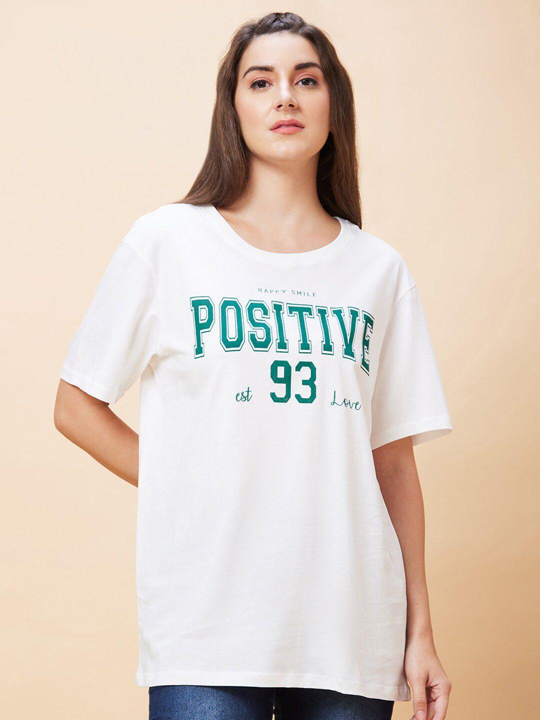globus typography printed pure cotton oversized t-shirt
