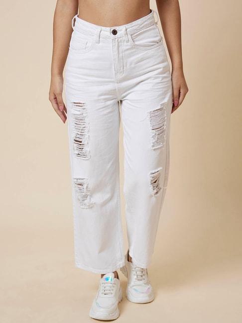 globus white cotton distressed jeans