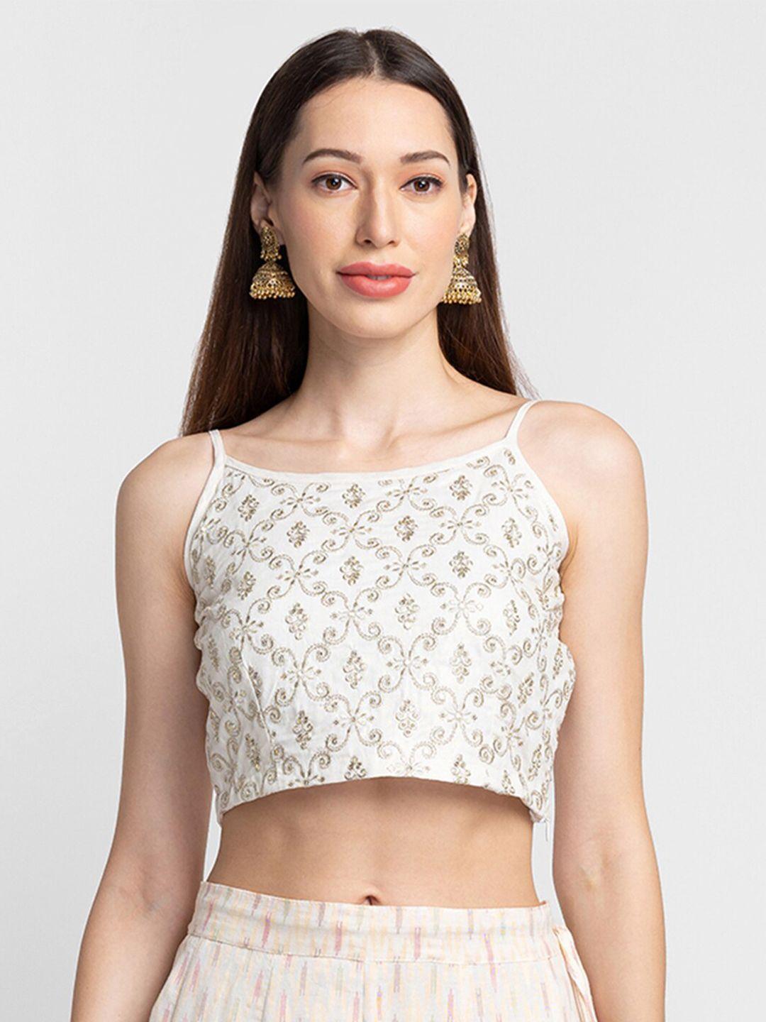 globus woman embroidered crop top