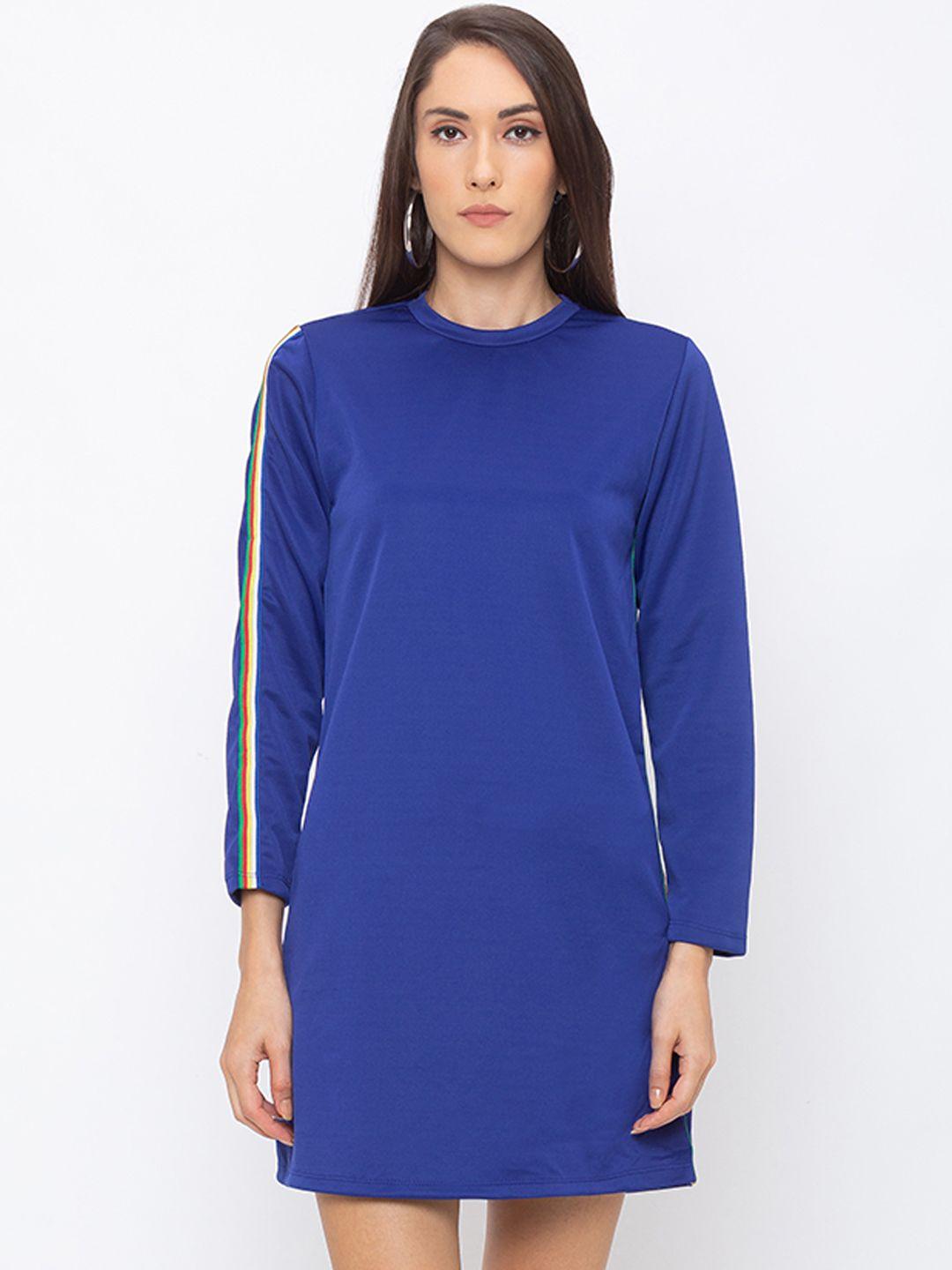 globus women blue solid t-shirt dress