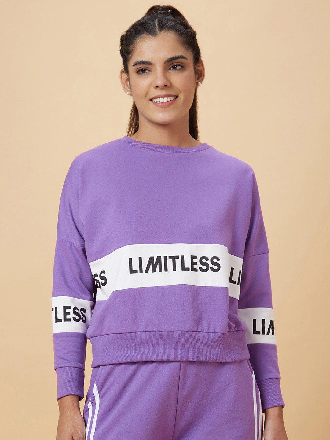globus women purple printed sweatshirt