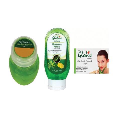 globus aloe gel & globus aloe face wash & globus aloe soap (175 g + 100 ml)