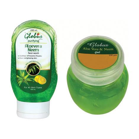 globus aloe gel & globus aloe face wash (100 g + 100 ml)