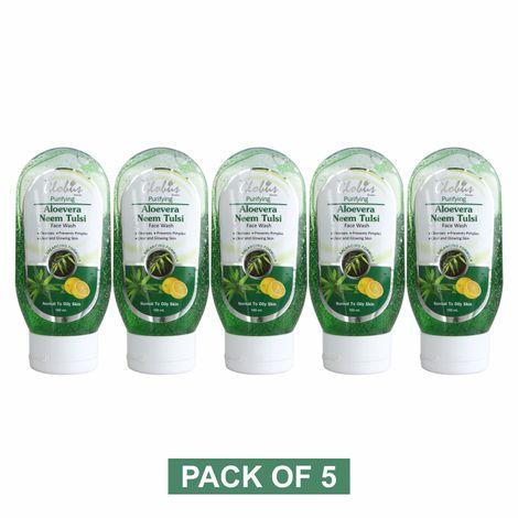 globus aloevera,neem tulsi vitamin a&e face wash 100 ml (pack of 5)