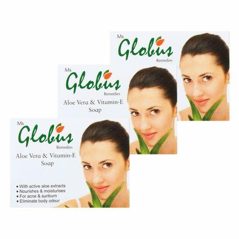 globus aloevera vitamin e soap 75 gm (pack of 3)