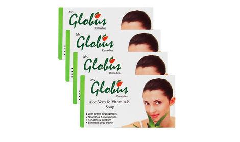 globus aloevera vitamin e soap 75 gm (pack of 4)
