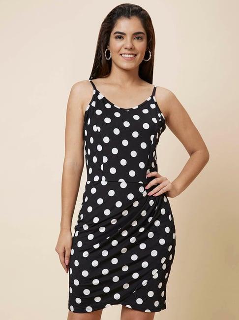 globus black & white polka dot bodycon dress