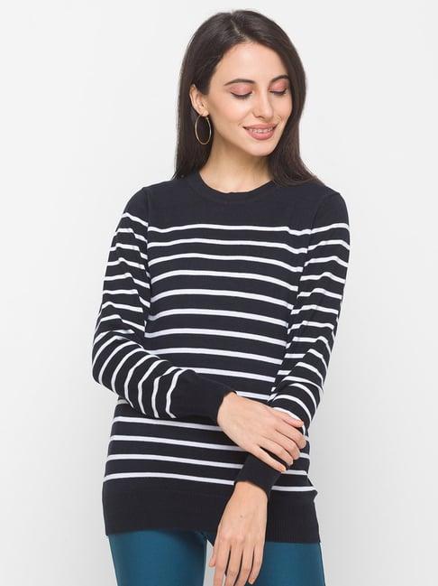 globus black cotton striped sweater