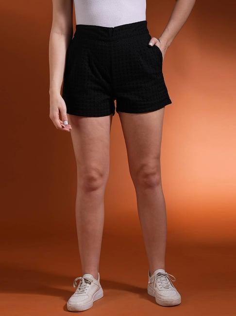 globus black embroidered shorts