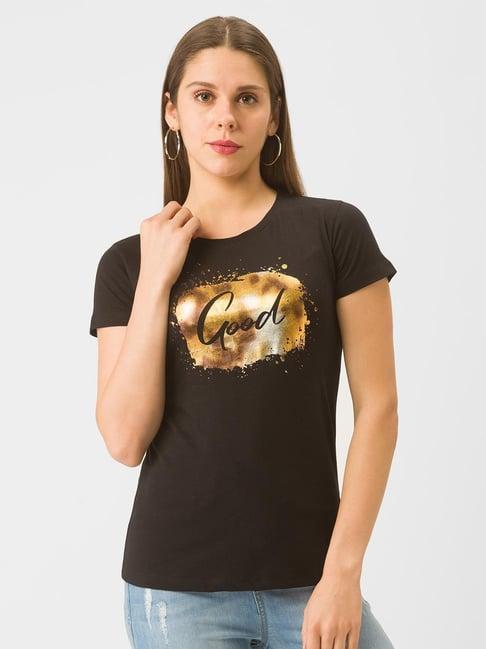 globus black graphic print t-shirt