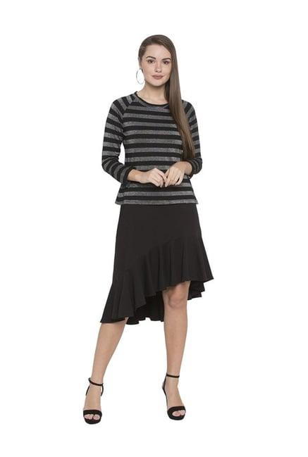globus black knee length skirt