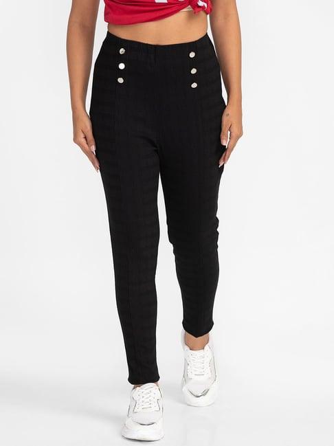 globus black skinny fit high rise trousers